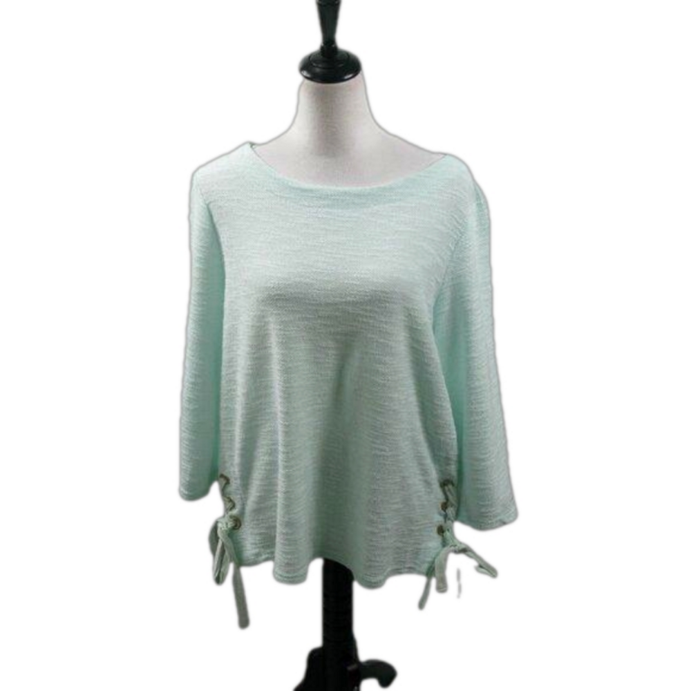 Jones New York Mint Green Cris Cross Side Tie Tunic Top Size XL